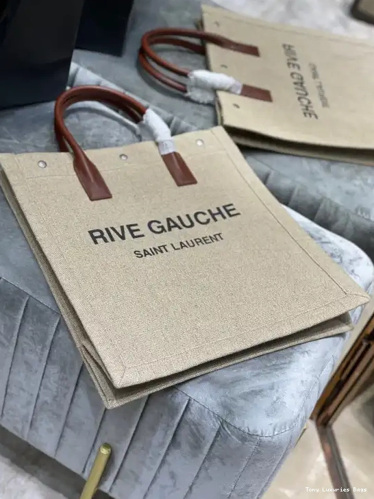 Tony Luxuries IN S YSL COTTON AND BAG N LINEN RIVE SHOPPING GAUCHE 0625